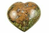 Polished Green Pistachio Opal Heart - Madagascar #249528-1